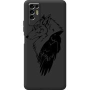 Черный чехол BoxFace Tecno POVA 2 Wolf and Raven