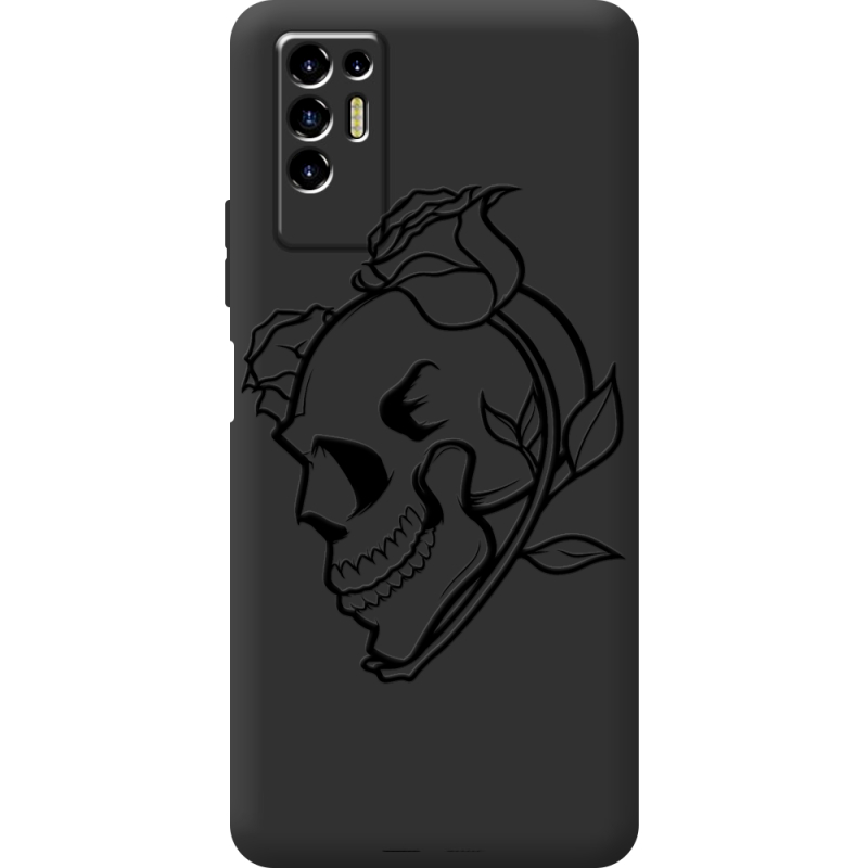 Черный чехол BoxFace Tecno POVA 2 Skull and Roses