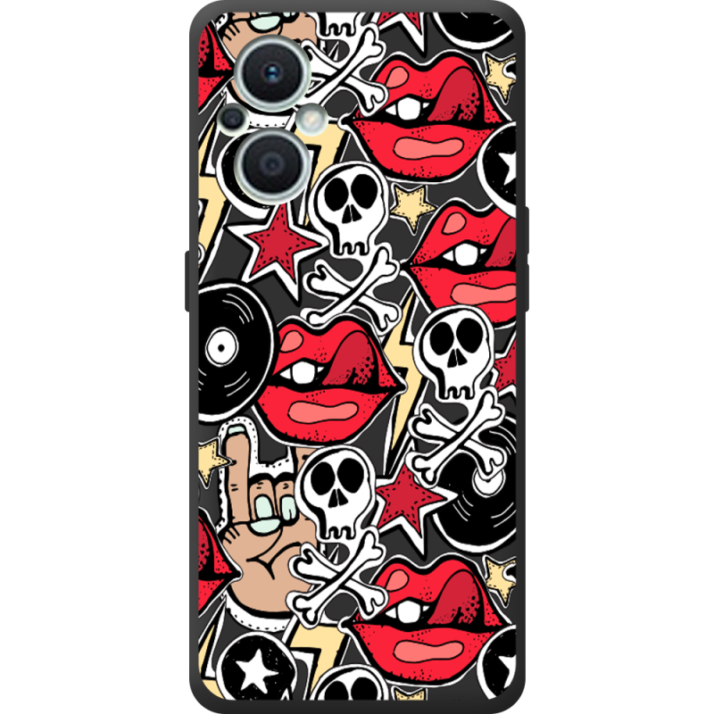 Черный чехол BoxFace OPPO Reno 7 Lite 5G Rock Graffiti