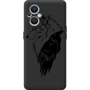 Черный чехол BoxFace OPPO Reno 7 Lite 5G Wolf and Raven