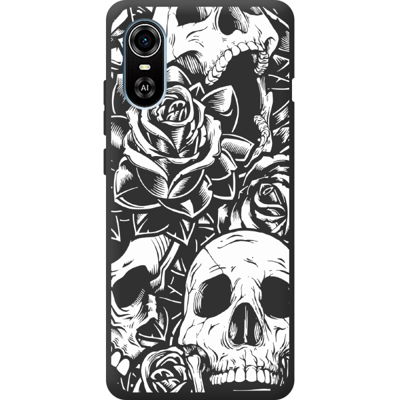 Черный чехол BoxFace ZTE Blade A31 Plus Skull and Roses