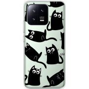 Прозрачный чехол BoxFace Xiaomi 13 с 3D-глазками Black Kitty