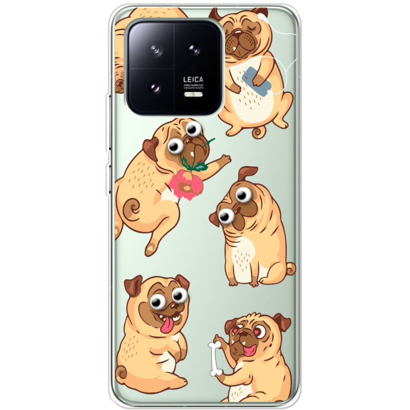 Прозрачный чехол BoxFace Xiaomi 13 с 3D-глазками Pug