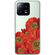 Прозрачный чехол BoxFace Xiaomi 13 Red Poppies