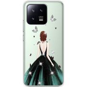 Чехол BoxFace со стразами Xiaomi 13 Girl in the green dress
