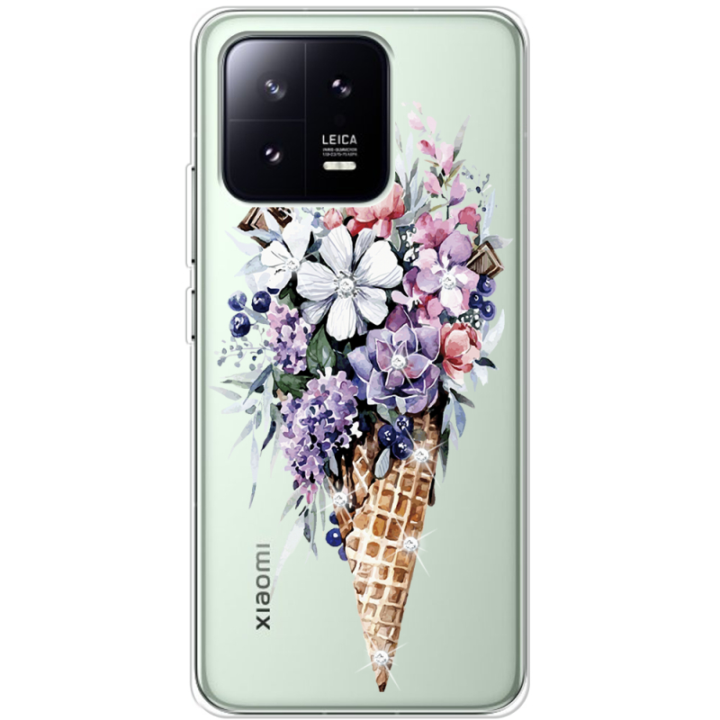 Чехол BoxFace со стразами Xiaomi 13 Ice Cream Flowers