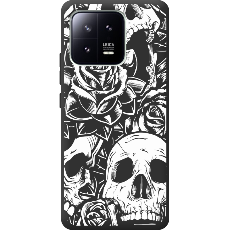 Черный чехол BoxFace Xiaomi 13 Skull and Roses