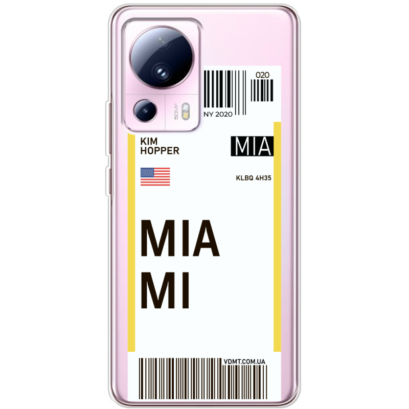 Прозрачный чехол BoxFace Xiaomi 13 Lite Ticket Miami