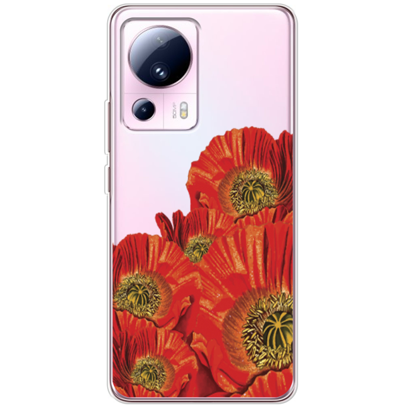 Прозрачный чехол BoxFace Xiaomi 13 Lite Red Poppies