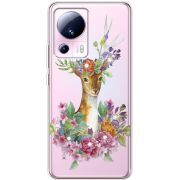 Чехол BoxFace со стразами Xiaomi 13 Lite Deer with flowers
