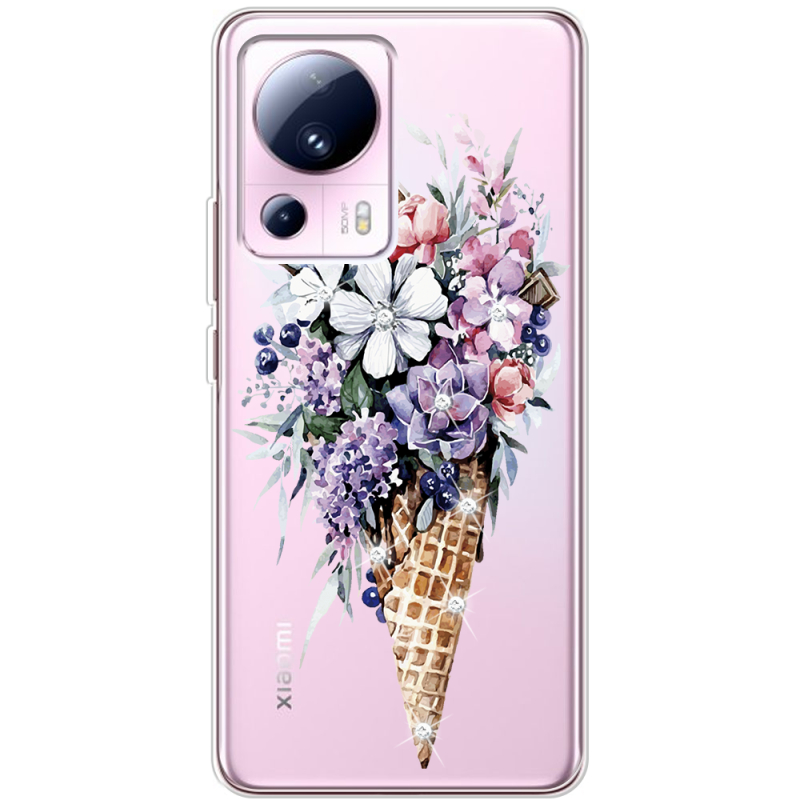 Чехол BoxFace со стразами Xiaomi 13 Lite Ice Cream Flowers