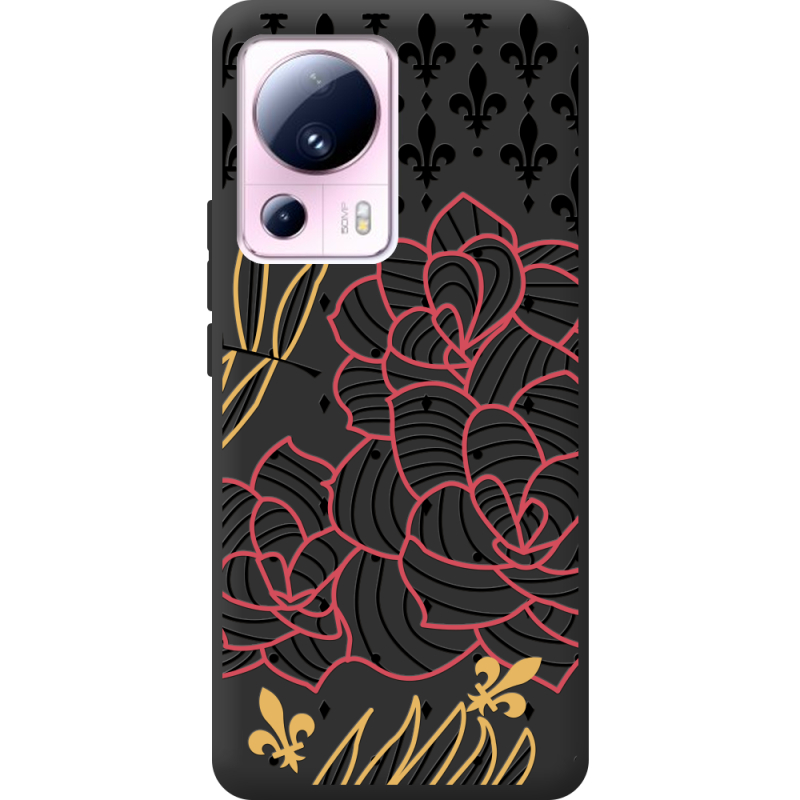 Черный чехол BoxFace Xiaomi 13 Lite FranceFlowers