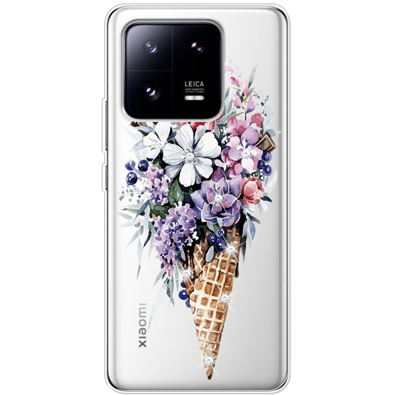 Чехол BoxFace со стразами Xiaomi 13 Pro Ice Cream Flowers