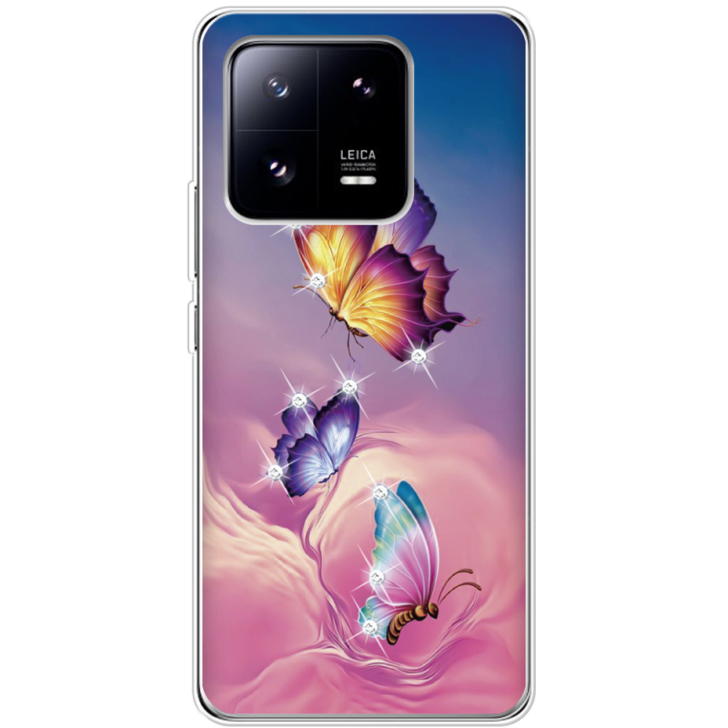 Чехол BoxFace со стразами Xiaomi 13 Pro Butterflies