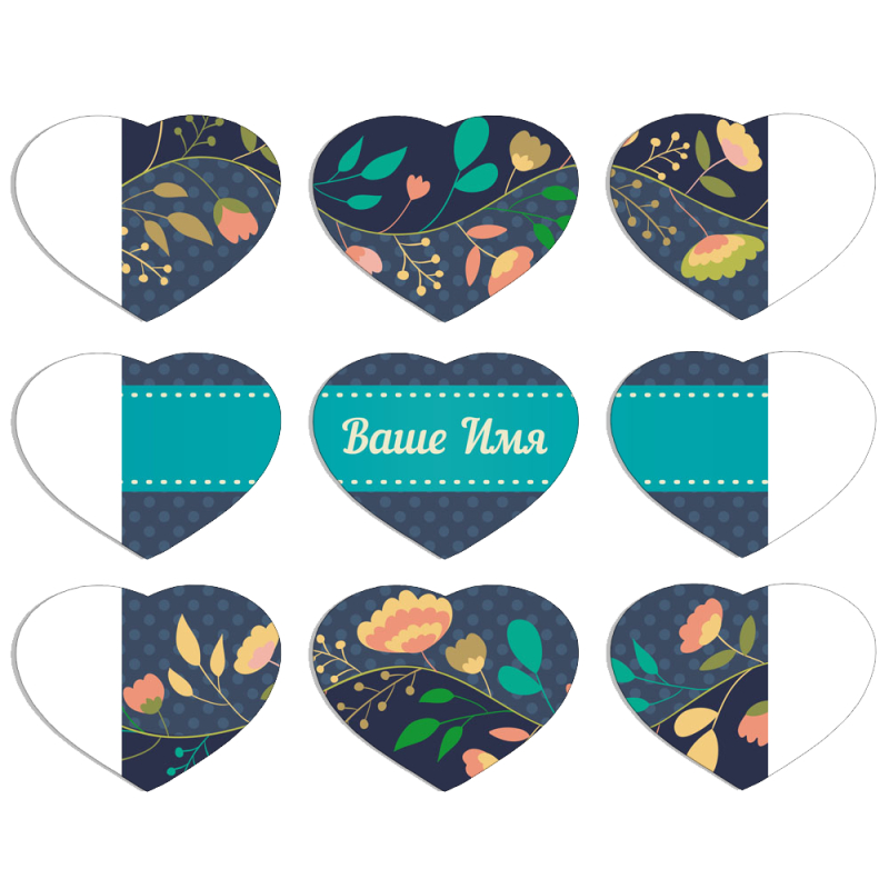 Магнитные фотопазлы Сердце 50 на 50 набор 9 штук Malva Именной