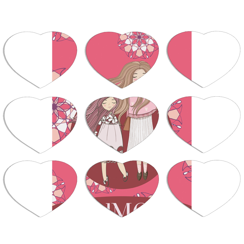 Магнитные фотопазлы Сердце 50 на 50 набор 9 штук GirlMom