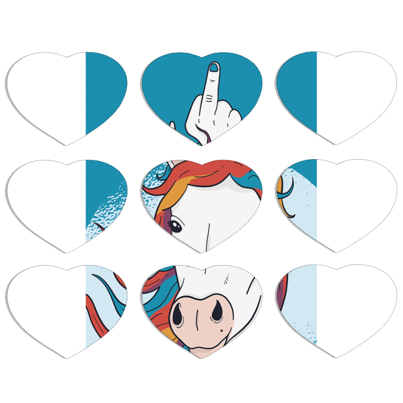 Магнитные фотопазлы Сердце 50 на 50 набор 9 штук Fuck Unicorn