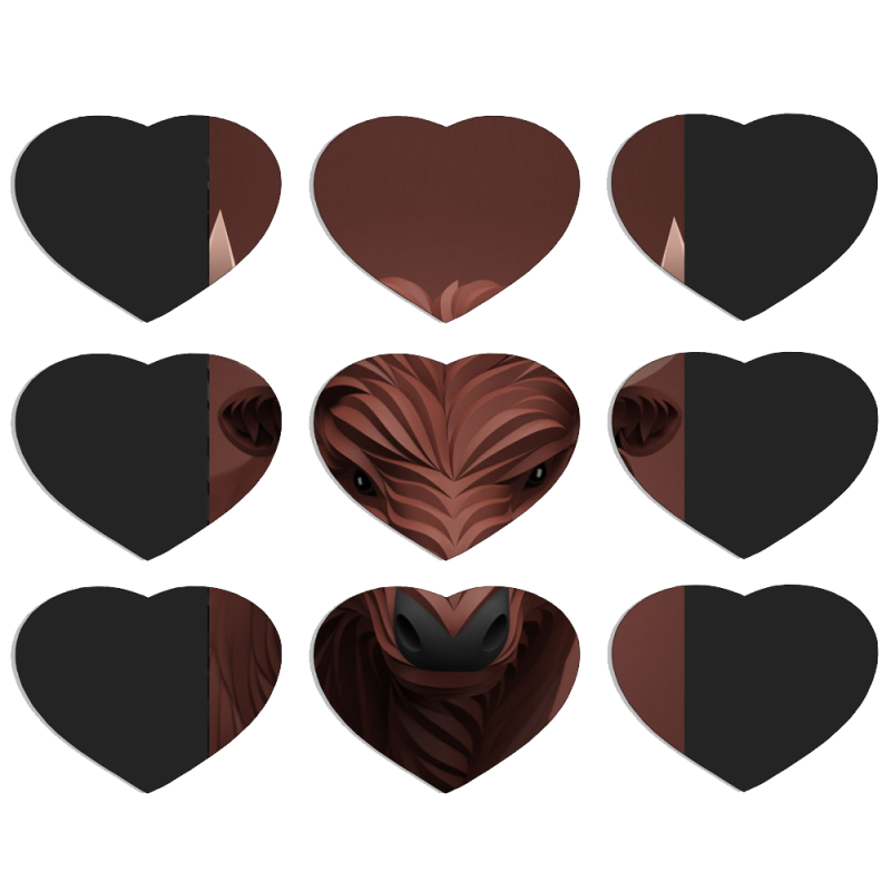 Магнитные фотопазлы Сердце 50 на 50 набор 9 штук 