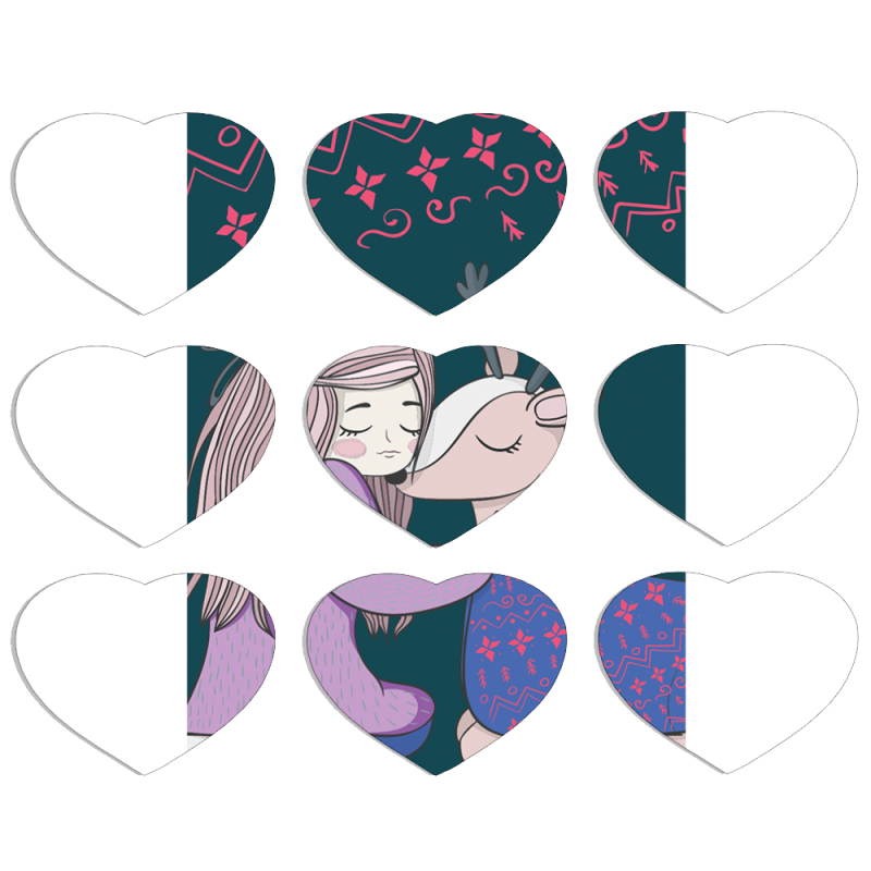 Магнитные фотопазлы Сердце 50 на 50 набор 9 штук Girl and deer