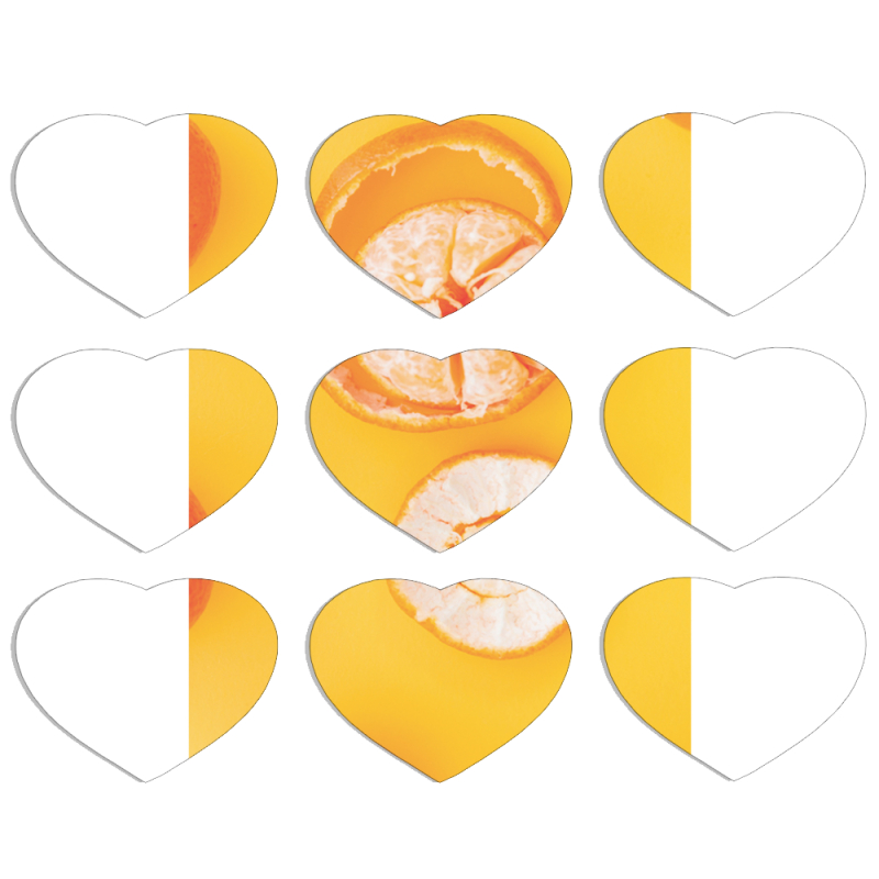 Магнитные фотопазлы Сердце 50 на 50 набор 9 штук Yellow Mandarins
