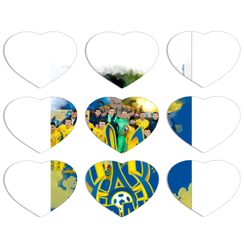 Магнитные фотопазлы Сердце 50 на 50 набор 9 штук Ukraine national team