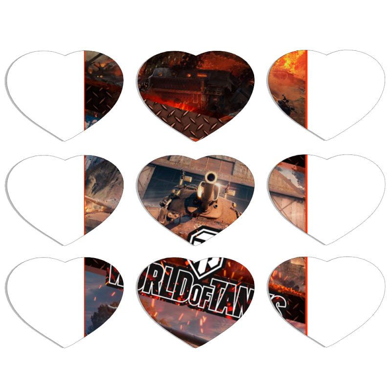 Магнитные фотопазлы Сердце 50 на 50 набор 9 штук World Of Tanks