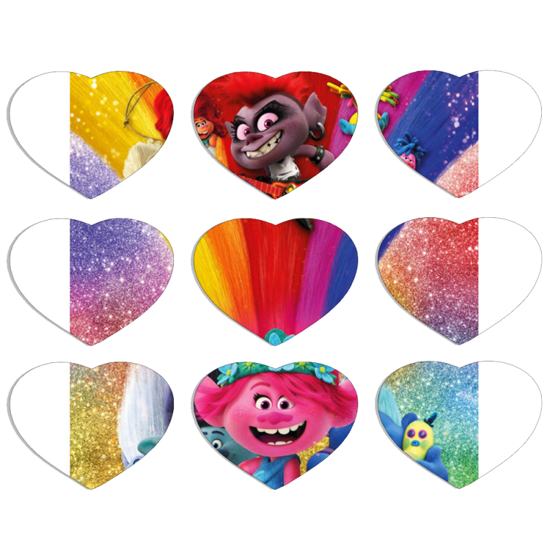 Магнитные фотопазлы Сердце 50 на 50 набор 9 штук Trolls