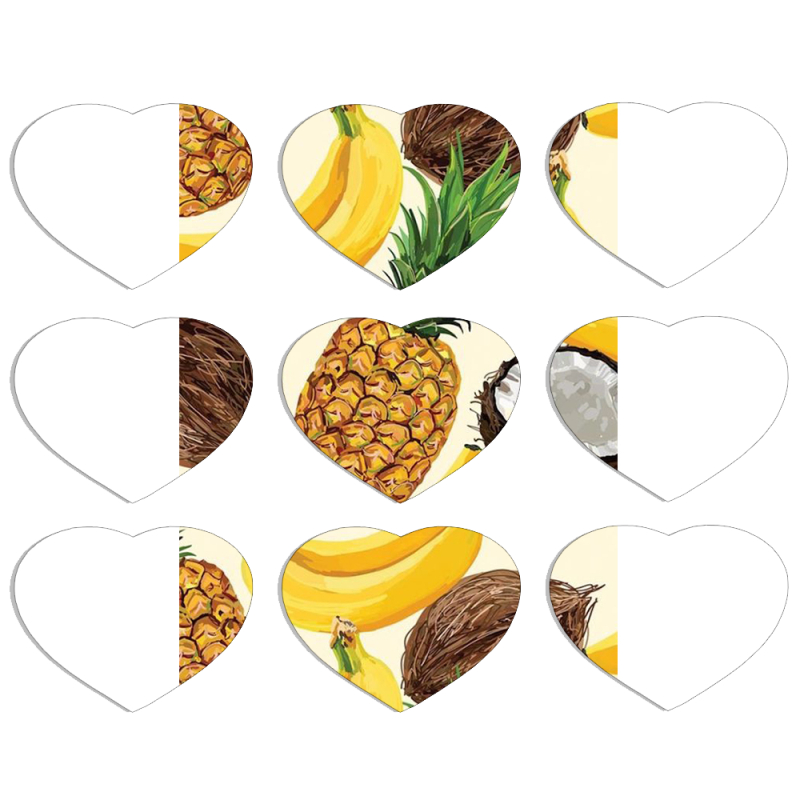 Магнитные фотопазлы Сердце 50 на 50 набор 9 штук Tropical Fruits