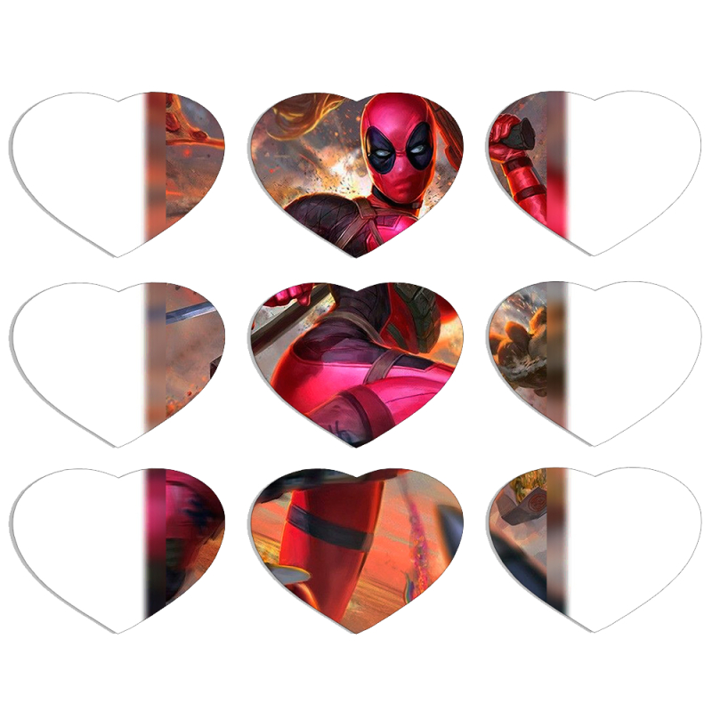 Магнитные фотопазлы Сердце 50 на 50 набор 9 штук Woman Deadpool
