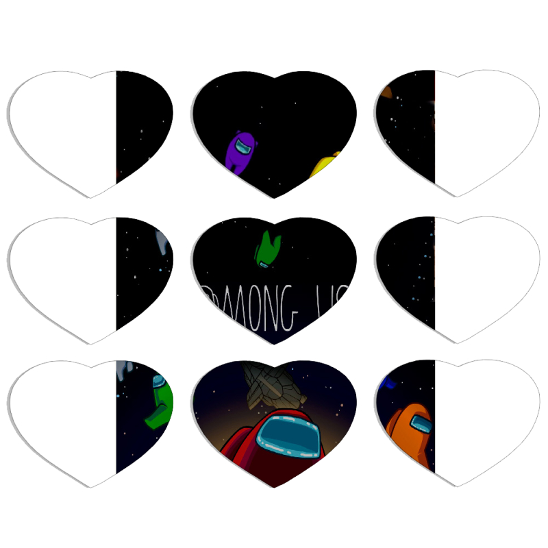 Магнитные фотопазлы Сердце 50 на 50 набор 9 штук Among Us
