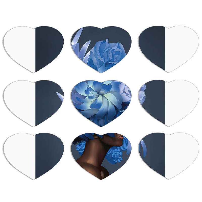 Магнитные фотопазлы Сердце 50 на 50 набор 9 штук Exquisite Blue Flowers