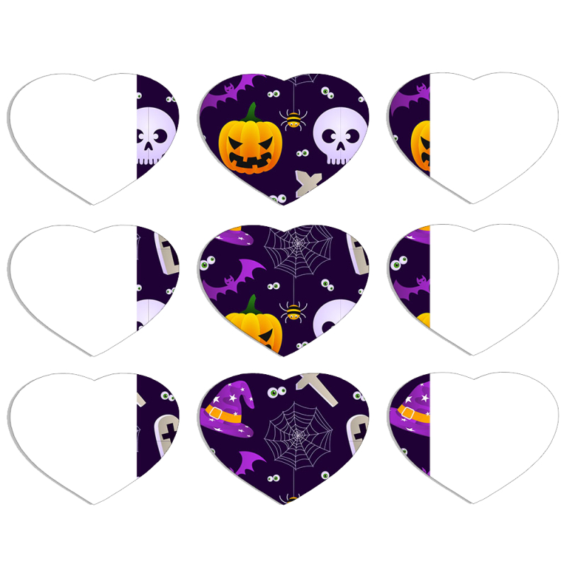 Магнитные фотопазлы Сердце 50 на 50 набор 9 штук Halloween Purple Mood