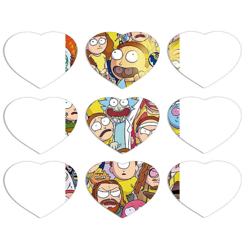 Магнитные фотопазлы Сердце 50 на 50 набор 9 штук Rick and Morty