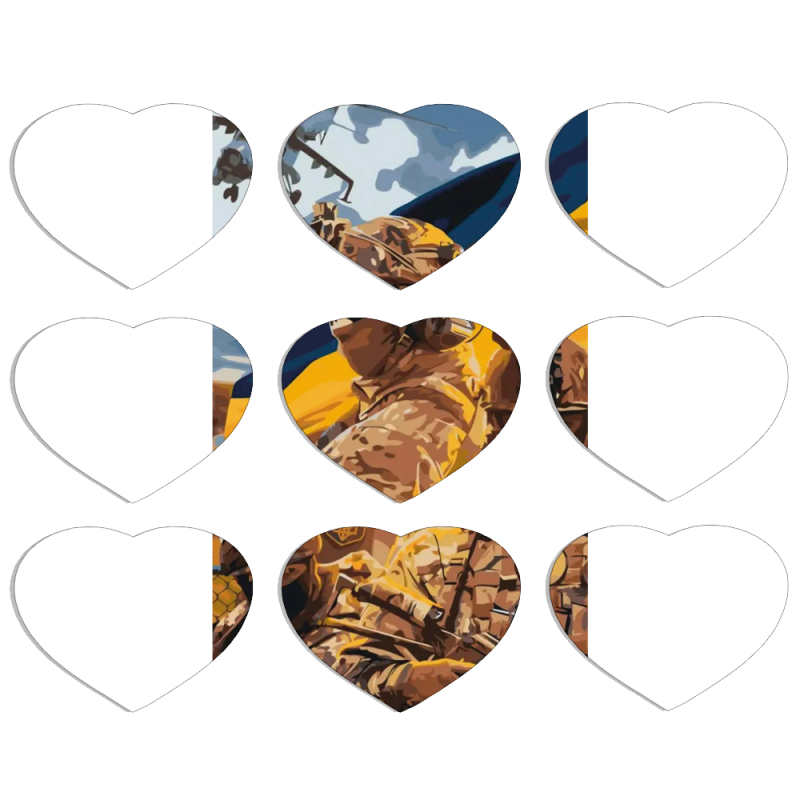 Магнитные фотопазлы Сердце 50 на 50 набор 9 штук Воїни ЗСУ