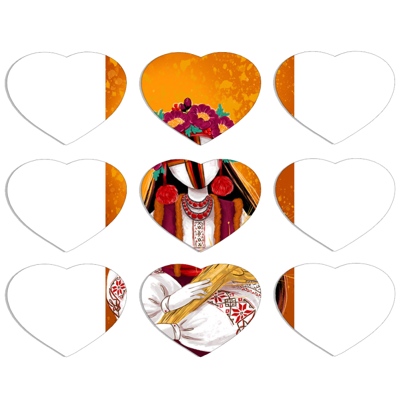 Магнитные фотопазлы Сердце 50 на 50 набор 9 штук Motanka by H Soldatkina