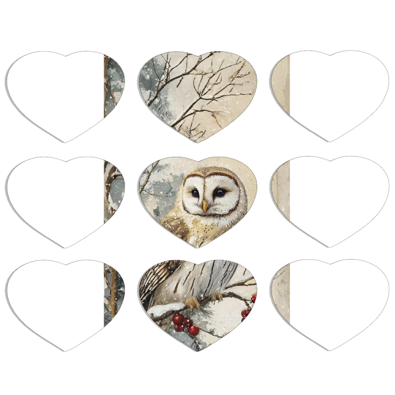 Магнитные фотопазлы Сердце 50 на 50 набор 9 штук Christmas Owl