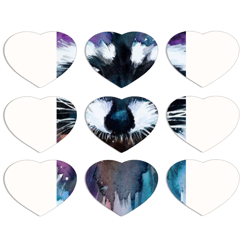 Магнитные фотопазлы Сердце 50 на 50 набор 9 штук Акварельный енот