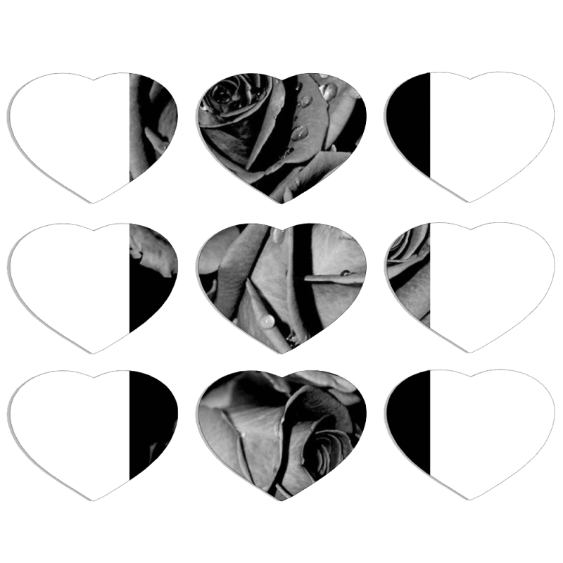 Магнитные фотопазлы Сердце 50 на 50 набор 9 штук Black and White Roses