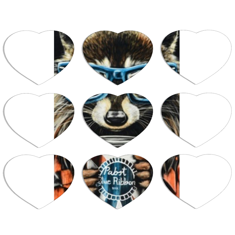 Магнитные фотопазлы Сердце 50 на 50 набор 9 штук Енот с банкой