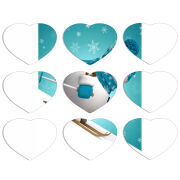 Магнитные фотопазлы Сердце 50 на 50 набор 9 штук Skier Snowman