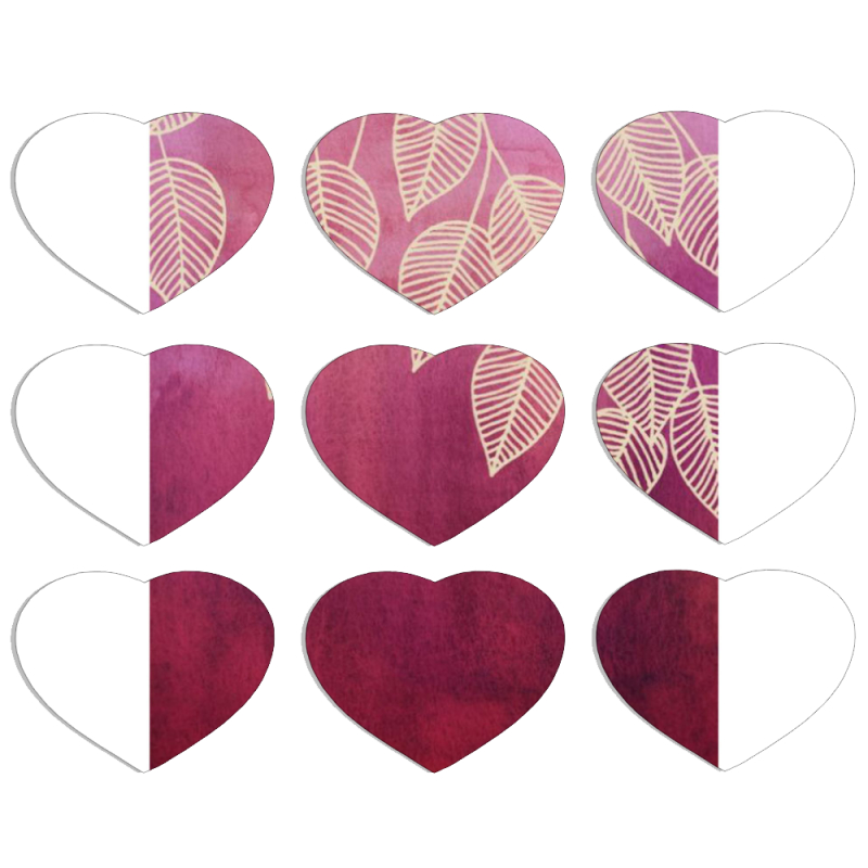 Магнитные фотопазлы Сердце 50 на 50 набор 9 штук Gold Leaves