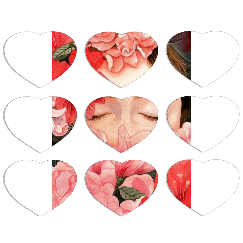 Магнитные фотопазлы Сердце 50 на 50 набор 9 штук Girl in Flowers