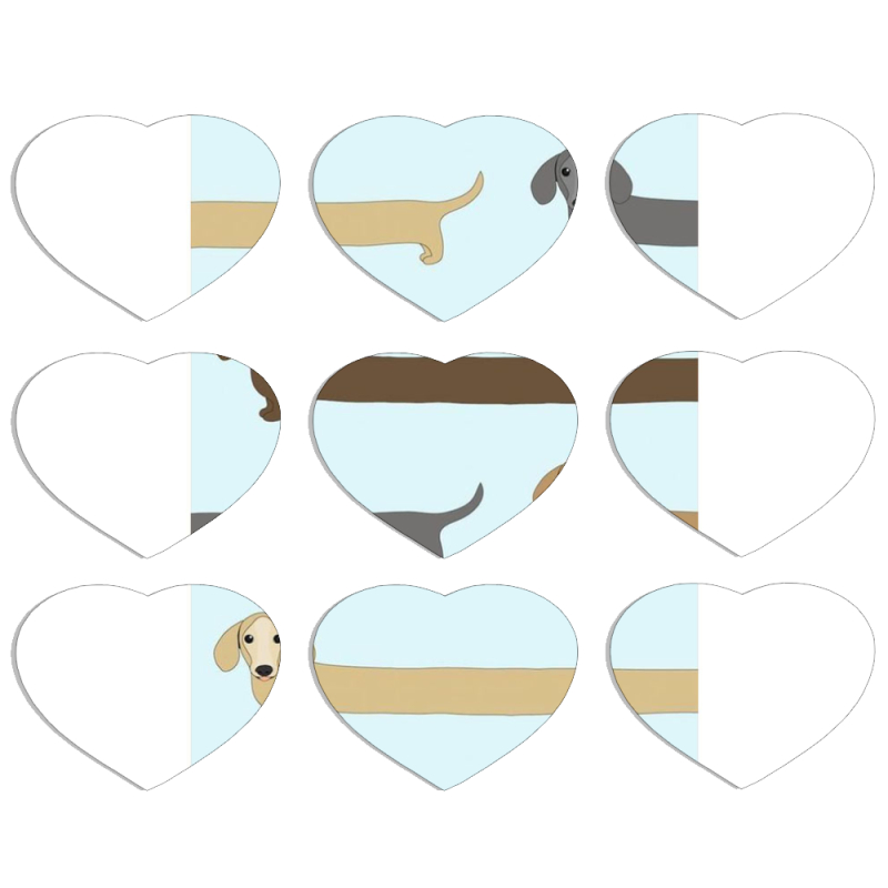 Магнитные фотопазлы Сердце 50 на 50 набор 9 штук Dachshund