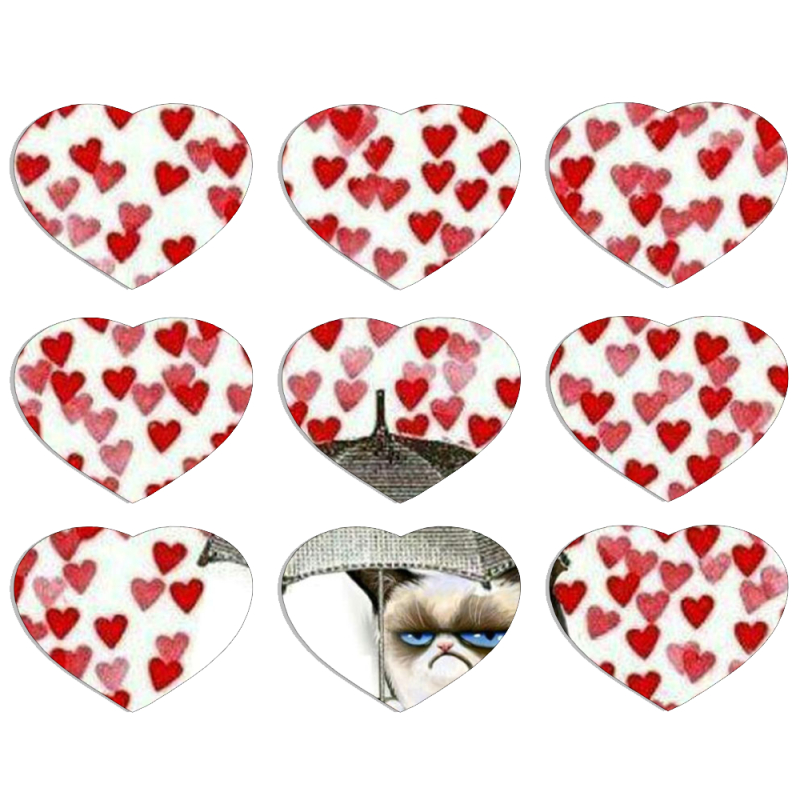 Магнитные фотопазлы Сердце 50 на 50 набор 9 штук Raining Hearts