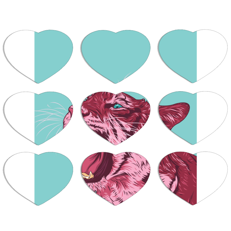 Магнитные фотопазлы Сердце 50 на 50 набор 9 штук 