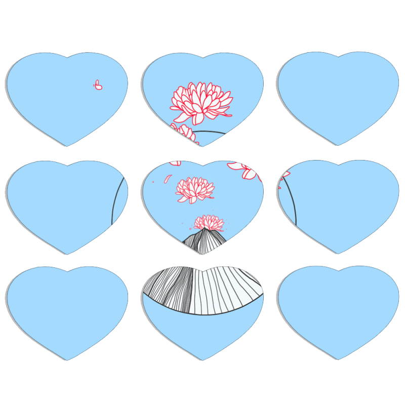 Магнитные фотопазлы Сердце 50 на 50 набор 9 штук 