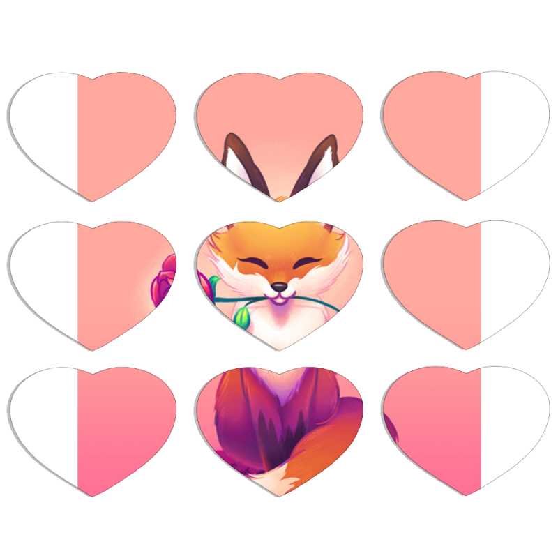 Магнитные фотопазлы Сердце 50 на 50 набор 9 штук Cutie Fox