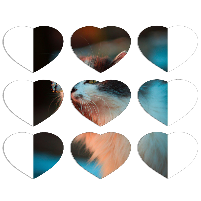 Магнитные фотопазлы Сердце 50 на 50 набор 9 штук 