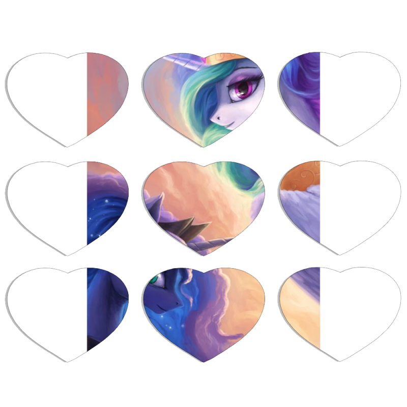 Магнитные фотопазлы Сердце 50 на 50 набор 9 штук My Little Pony Rarity  Princess Luna