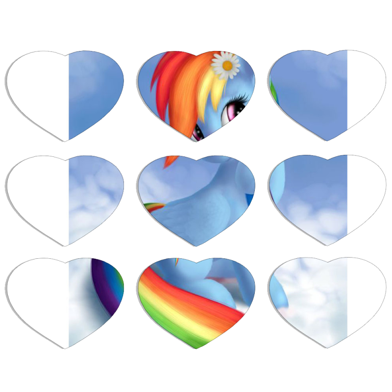 Магнитные фотопазлы Сердце 50 на 50 набор 9 штук My Little Pony Rainbow Dash